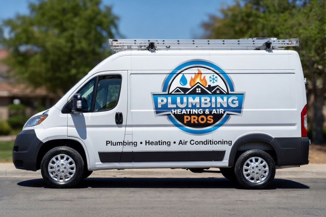 Local plumbing heating and air service van serving Hayward